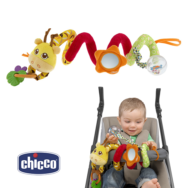 Chicco Mrs.GIRAFFE 巻きつけるおもちゃ&ガラガラ 輸入玩具 布のおもちゃ ベビーカーのバンパーに/ラトル/ぬいぐるみ/おでかけ